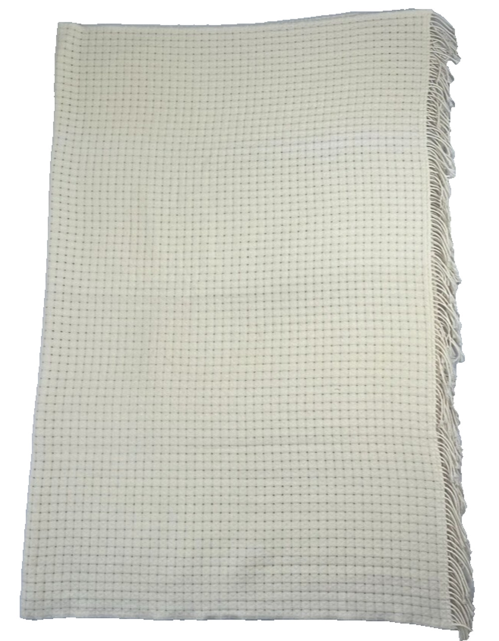 Crate&Barrel Throw Blanket Rectangular 51" x 66" Lana Ivory Side Fringe